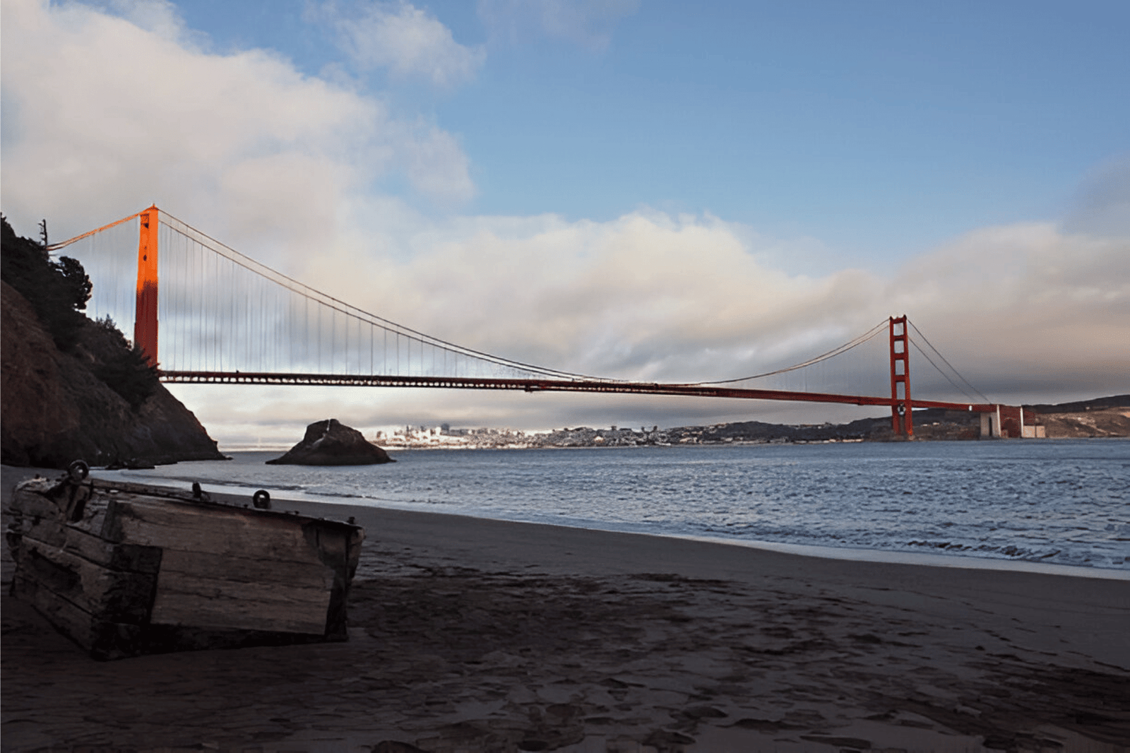 Golden Gate bridge from Kirby Cove campground beach