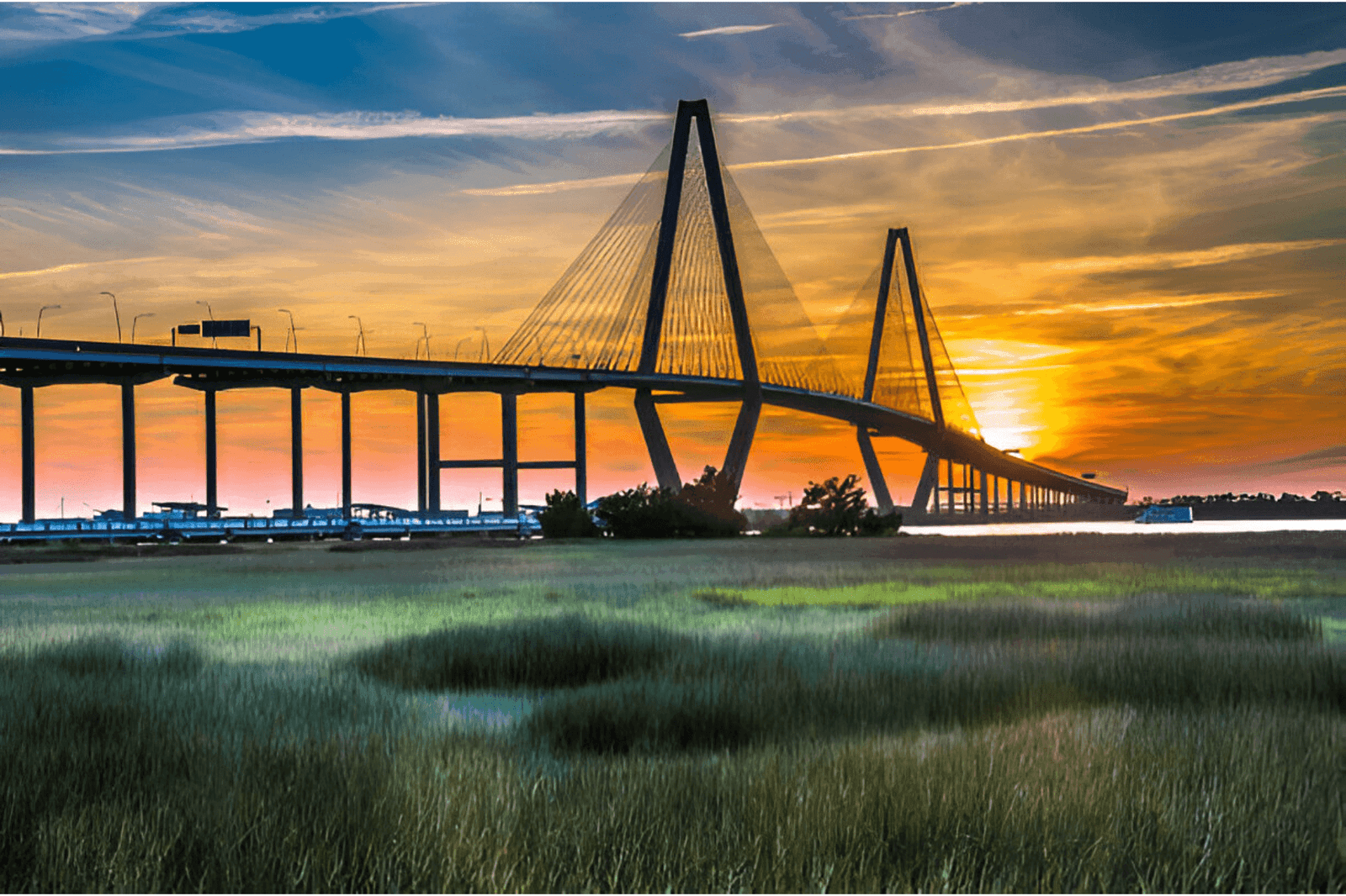 The Ravenel Bridge crosses the Cooper River and connects Charleston with Mount Pleasant South Carolina-Charleston, South Carolina-Great Places to Elope in USA